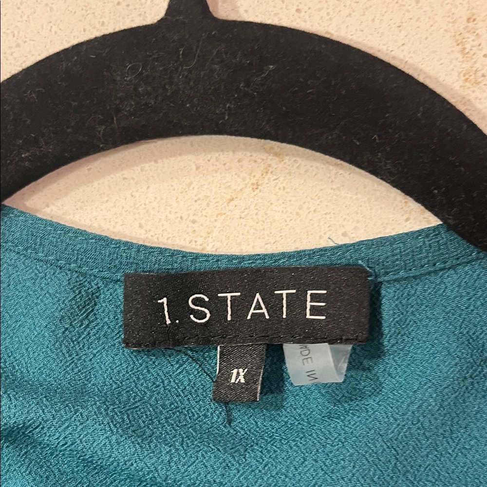 1. State Teal Wrap Blouse with Tie Detail - Picture 2 of 5